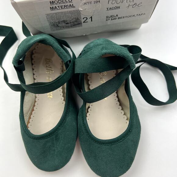 Belle Chiara Audrey Green Sueded Ballet Flats - Picture 3 of 11